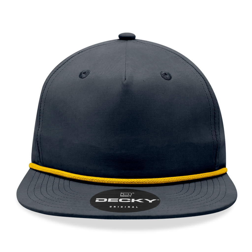 Decky 6032 Classic Rope Hat 5 Panel Flat Bill Cap Snapback - Blank