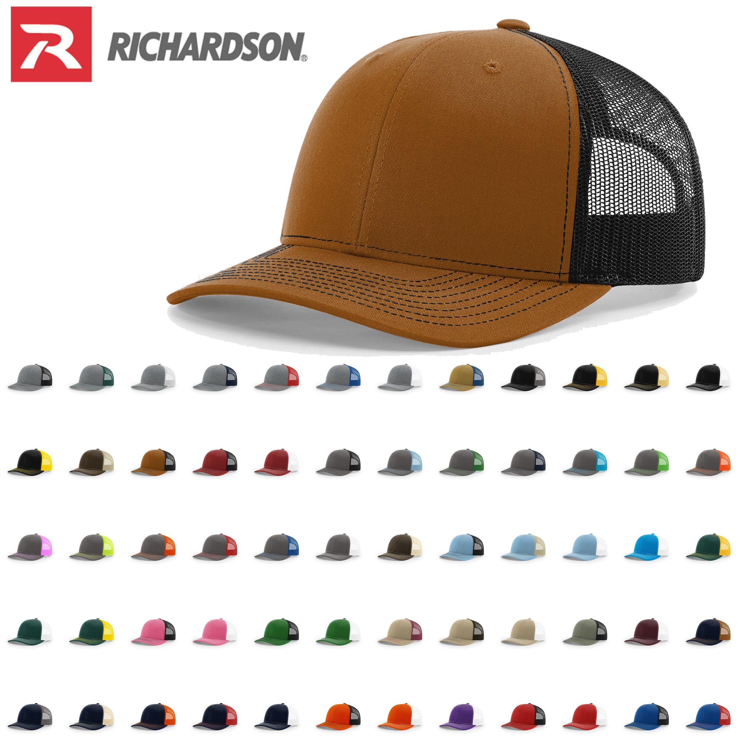Richardson 112 Trucker Cap Split Hats Split Colors Two Colors - Blank