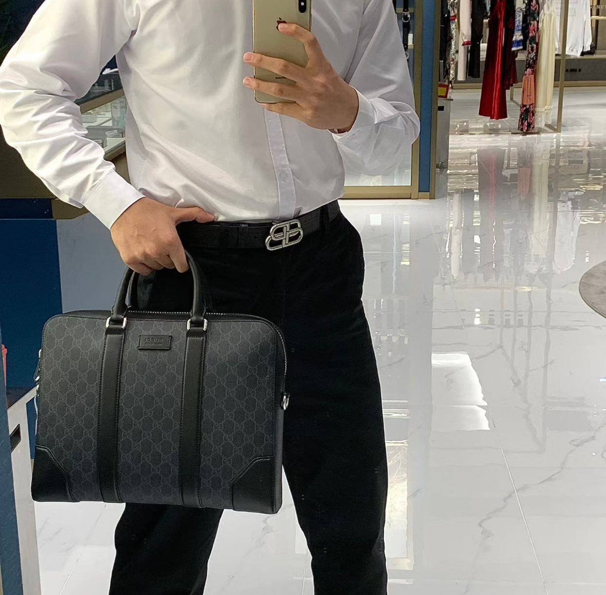 Gucci GG Black Briefcase – 474135